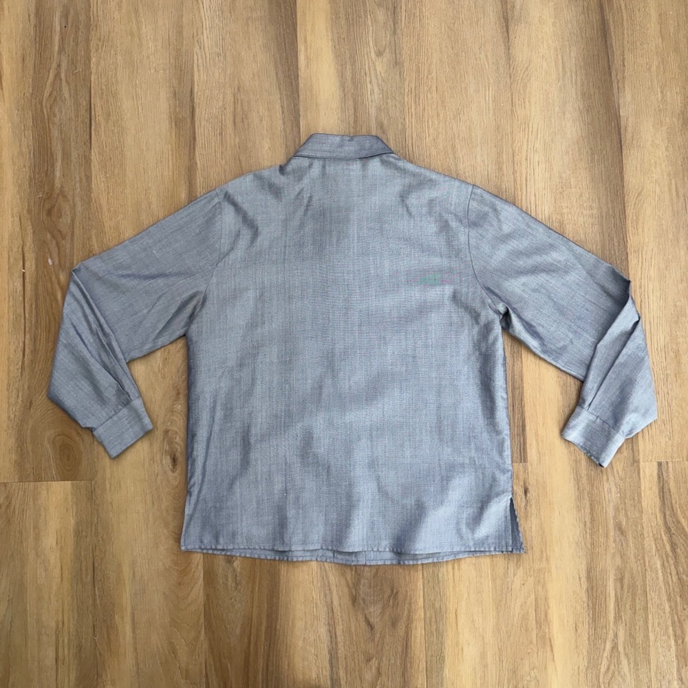 Pendleton Grey 100% Silk Button Down Long Sleeve Shirt Blouse 12 preppy career - Picture 4 of 6
